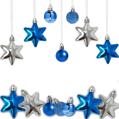 18 Stück Chanukkah-Kugel-Ornamente, Davidsterne, Chanukka, hängende Ornamente, Dekorationen, weiß und blau, Hexagramm-Ornamente für Baum von ElodieAu