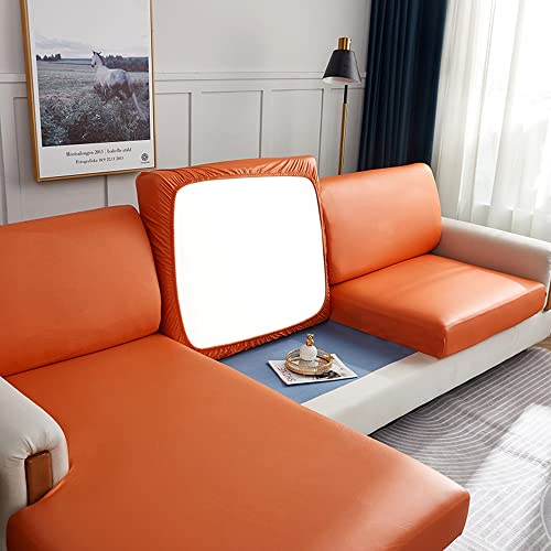 Sofa Sitzkissenbezug,Sitzkissenbezug aus Kunstleder Stretch Wasserdichter Sitzkissenschutz, Elastischer Kissenbezüge, Husse Überzug Bezug Für Anti Katzen Scratch Sofa Sitzkissen von Elover