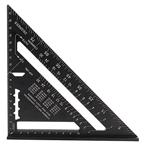 7 Zoll Dreieck Lineal, metrische Aluminiumlegierung Schwarz Dach Winkelmesser Hochpräzise Dreieck Winkelmessung für Schreiner von Elprico