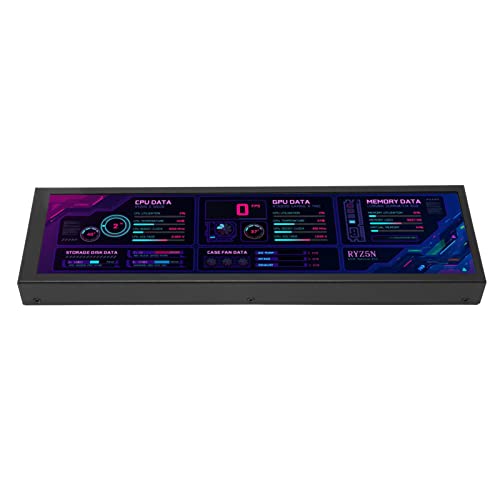 Elprico 8,8-Zoll-Computertemperaturmonitor, CPU-GPU-SSD-Datentemperaturmonitor für AIDA64 1920 X 480 60 Hz USB-C-Schnittstellenmonitor für Raspberry Pi (Black) von Elprico