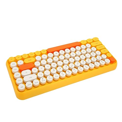 Elprico Drahtlose Bluetooth-Tastatur, 84 Tasten, Stromsparende Bluetooth-Tastatur, Multifunktionale, Stilvolle, Ergonomische Design-Tastatur mit Runden Tastenkappen für Bürospiele von Elprico