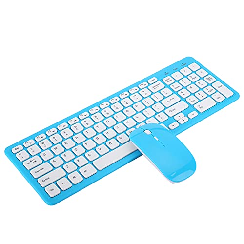 Elprico Dünnes und Leichtes Ergonomisches Design, Kabelloses Maus-Tastatur-Set mit Micro-USB-Empfänger für Büro und Gaming (kabelloser Blauer Anzug) von Elprico