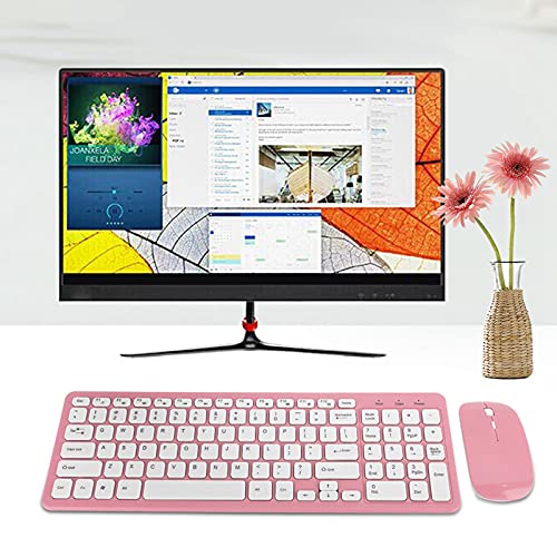 Elprico Dünnes und Leichtes Ergonomisches Design, Kabelloses Maus-Tastatur-Set mit Micro-USB-Empfänger für Büro und Gaming (kabelloser rosafarbener Anzug) von Elprico