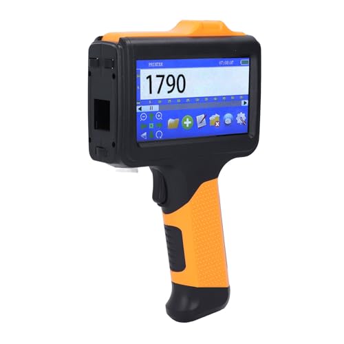 Elprico Handheld-Tintenstrahldrucker, Tragbarer 12,7-mm-Bluetooth-Tintenstrahldrucker mit 4,3-Zoll-Bildschirm, Tintenstrahl-Codierungsgerät für Etiketten-QR-Code (EU-Stecker) von Elprico