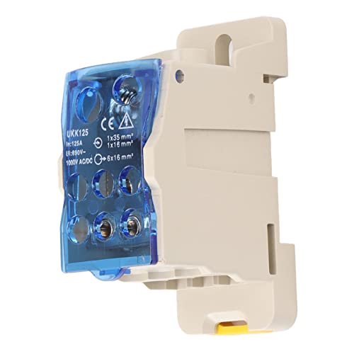 Elprico Power Junction Box Zuverlässige DIN -Schienenanschluss Blockanschluss für den Verteilungsbox AC DC1000V, Geeignet für Verteilungsschrank und Hochspannungsschränke PC Kupfer (125A) von Elprico
