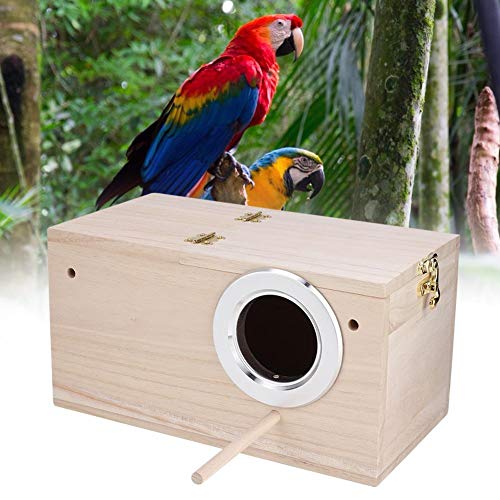 Elprico Vogelnest aus Holz, für Papageien, Wellensittiche, Nymphensittiche (linke Öffnung) von Elprico