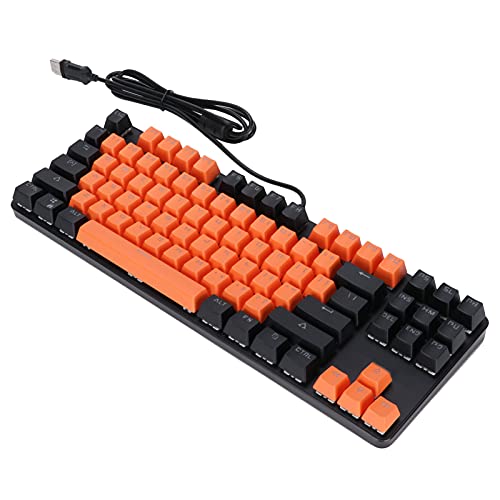 Elprico Gaming-Tastaturen, 87 Tasten, Mechanische Tastatur mit Doppelter Farbe, 9 Hintergrundbeleuchtung, Anti-Ghosting-Tastatur mit USB-Kabel für Laptop(Orange Schwarz) von Elprico
