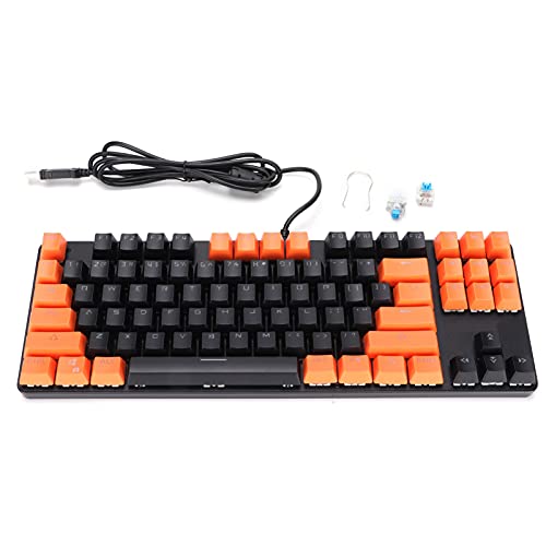 Elprico Gaming-Tastaturen, 87 Tasten, Mechanische Tastatur mit Doppelter Farbe, 9 Hintergrundbeleuchtung, Anti-Ghosting-Tastatur mit USB-Kabel für Laptop(Schwarz-Orange) von Elprico