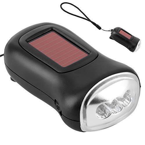 Handkurbel Solarbetriebene Wiederaufladbare Taschenlampe, Wind Up Radio Solarbetriebene Wiederaufladbare Taschenlampe LED Notfall-Dynamo-Taschenlampe für Outdoor-Camping von Elprico