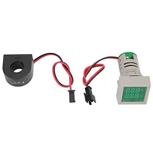 LED-Anzeigelampe des Messgeräts, AC20-500 2 in1 LED-Anzeigelampe Mini-Digitalanzeige Amperemeter/Voltmeter Quadratische Signallampe(GRÜN) von Elprico