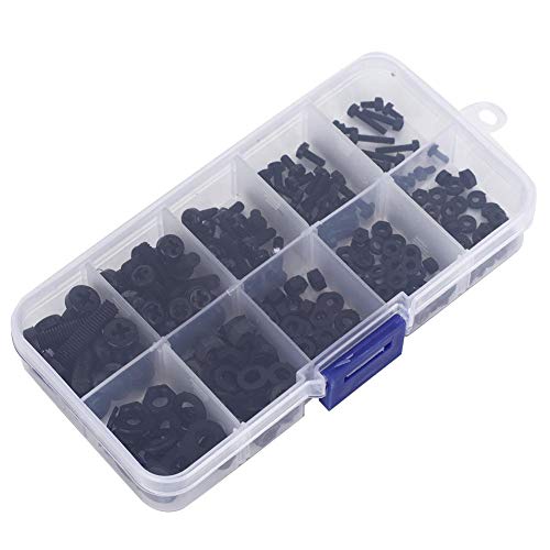 Nylon Nylon Schrauben, Multifunktions-Nylon Schraubensatz, Befestigungselemente M2 / M2.5 / M3 / M4 / M5 Industrie für Mechaniker DIY(Black 270pcs nylon screw set) von Elprico