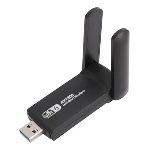 WiFi 6 USB-Adapter für Desktop-PC, 1800 Mbit/s Wireless-Netzwerkadapter mit 2,4 GHz, 5 GHz, Dualband-Antenne, Wireless-Netzwerk-Transceiver-Adapter, Unterstützt 11/10 von Elprico