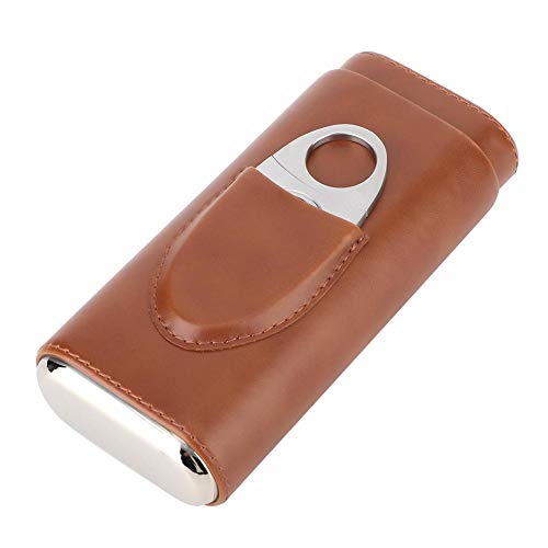 Zigarrenetui, tragbares Leder-Zigarrenetui mit Zedernholzfutter mit Zigarren-Humidor-Cutter (für 3 Zigarren) Ideal für Zigarren-Humidor-Geschenke.(brown) von Elprico