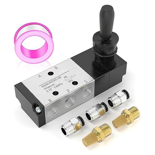Elqubkan 1/4 NPT 5 Wege 3 Positionen Ventil mit manuellem Lufthebel Magnetventil Push-Pull 4H230C-08 von Elqubkan