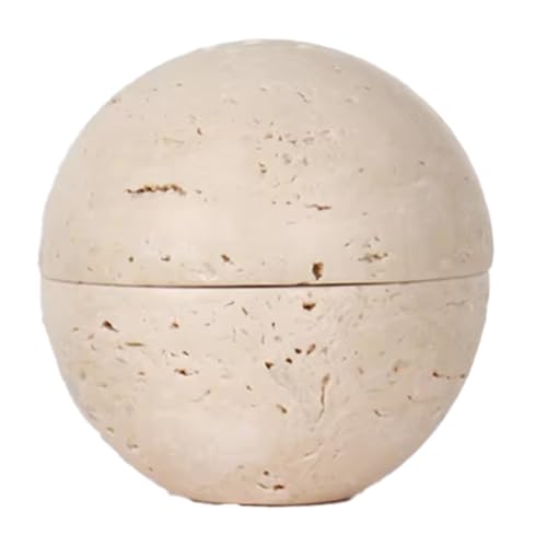 Elqubkan Beiger Räuchergefäß in Kugelform Aus Travertin, Natürlicher Marmorstein, Heimdekoration, Religiöses Rundes Ornament B von Elqubkan