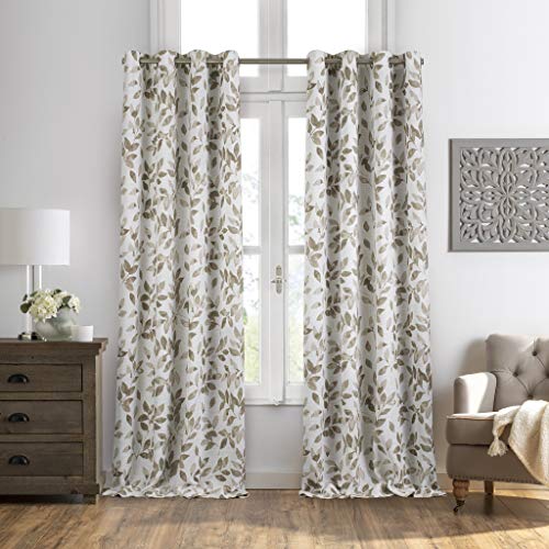 Elrene Home Fashions Avalon Fenstervorhang, modernes Cottage, von der Natur inspiriert, botanisches Blumenmuster, Verdunkelungsvorhang, Leinen-Mischgewebe, 132,1 x 241,3 cm, 1 Stoffbahn, Leinen von Elrene Home Fashions
