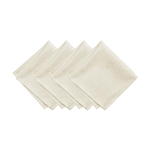 Elrene Caiden Elegance Damast Stoffservietten, 4 Stück, Polyester, elfenbeinfarben, 17" x 17" (Set of 4), 4 von Elrene