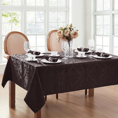 Elrene Home Fashions Caiden Elegance Damast Tischdecke, Polyester, schwarz, 52" x 70" Oblong/Rectangle von Elrene