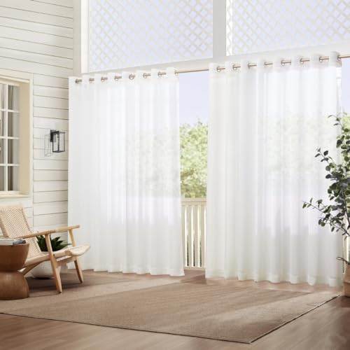 Elrene Home Fashions Carmen Fenstervorhang, extra breit, für Innen- und Außenbereich, transparent, 289,6 x 274,3 cm, Weiß von Elrene