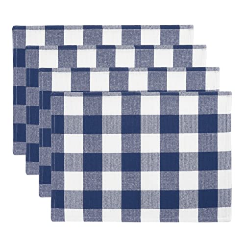 Elrene Home Fashions Farmhouse Living Buffalo Check Platzset 4 Stück, Baumwolle, blau/weiß, 13" x 19" (Placemats), 4 von Elrene