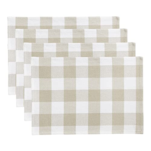 Elrene Home Fashions Farmhouse Living Buffalo Karo Tischdecke Platzsets (4 Stück) 13" x 19" (Placemats) Tan/Weiß von Elrene