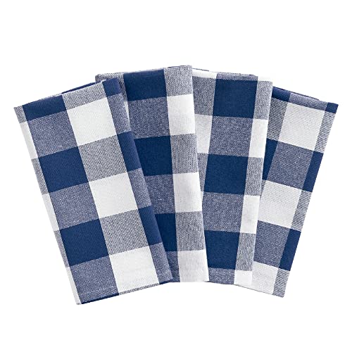 Elrene Home Fashions Farmhouse Living Servietten-Set, Büffelkaro, rustikale Stoffservietten, 4 Stück, 50,8 x 50,8 cm, blau/weiß von Elrene