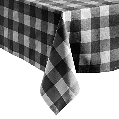 Elrene Home Fashions Farmhouse Living Tischdecke Buffalo kariert, Baumwolle, schwarz/weiß, 60" x 102" (Tablecloth) von Elrene