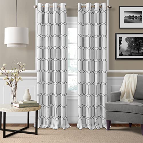 Elrene Home Fashions Kaiden Geometrischer Raumverdunkelungsvorhang für Fenster, 132 x 241 cm, Grau von Elrene