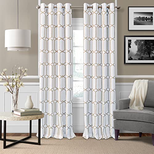 Elrene Home Fashions Kaiden Geometrischer Fenstervorhang, Verdunkelung, Einzelbahn, 132,1 x 241,3 cm, Taupe von Elrene