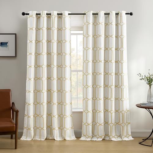 Elrene Home Fashions Kaiden Geometrischer Fenstervorhang, 132,1 x 213,4 cm (B x L), Goldgelb von Elrene