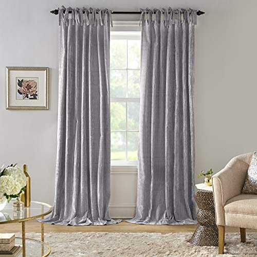 Elrene Home Fashions Korena Fenstervorhang aus Knautschsamt, rustikaler Chic, für Wohnzimmer oder Schlafzimmer, 132 x 213 cm, Grau, 1 Vorhang von Elrene