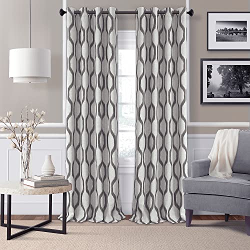 Elrene Home Fashions Renzo Ikat Geometrischer Raumverdunkelungs-Fenstervorhang, Wohnzimmer und Schlafzimmer Vorhang mit Ösen, 132,1 x 213,4 cm, 1 Panel, Taupe-Grau von Elrene