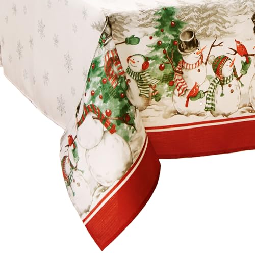 Elrene Home Fashions Snowman Winterland Holiday Snowflake Tischdecke, Polyester, Bunt, 60"x144" Rectangle (Tablecloth) von Elrene