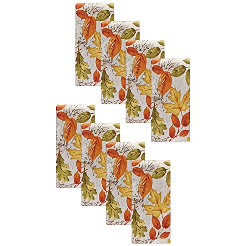 Elrene Home Fashions Stoffservietten, Herbstblätter, Bedruckt, 8 Stück, 43,2 x 43,2 cm, Mehrfarbig, 8 Stück von Elrene