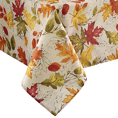 Elrene Home Fashions Herbstblätter-Bedruckte Tischdecke, Feiertagstischdecke für formelle oder den täglichen Gebrauch, 152,4 x 304,8 cm, länglich/rechteckig von Elrene