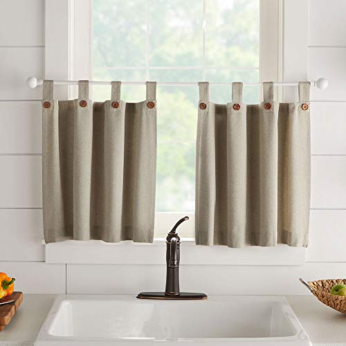 Elrene Home Fashions Tucker Solid 2er Set Button Fenster Küche Cafe und Bad Etagen, Baumwolle, leinen, 30" W x 36" L Each (Set of 2 Tiers) von Elrene