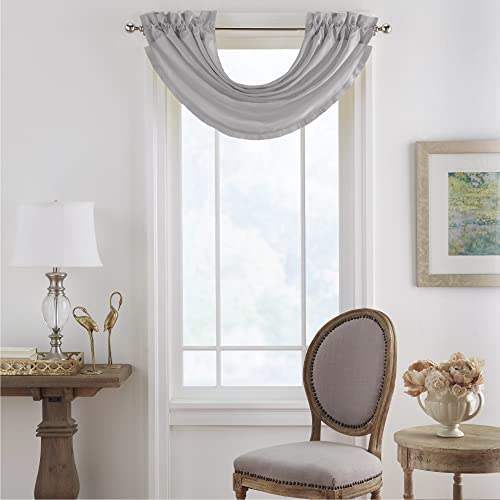 Elrene Home Fashions Versailles Raumverdunkelungs-Kunstseide, Wasserfall-Fenstervolant, Zubehör für Schlafzimmer oder Wohnzimmer, Fenster mit Stangentaschen, 132,1 x 91,4 cm, Grau, 1 Panel von Elrene