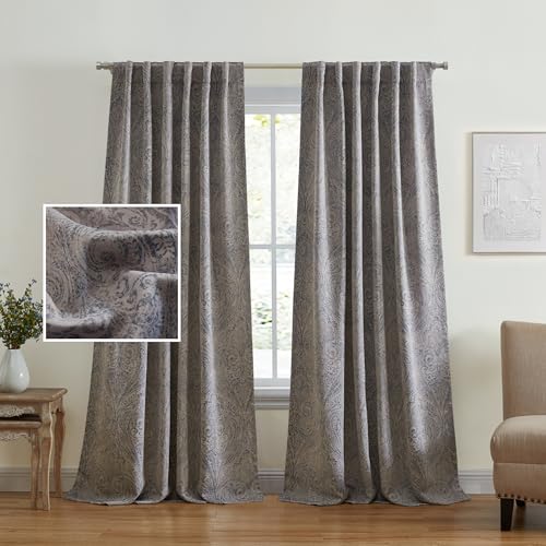 Elrene Home Fashions Vittoria Verdunkelungsvorhang, Paisleymuster, Blumenmuster, 132,1 x 241,3 cm, Grau Elrene Home Fashions Vittoria Verdunkelungsvorhang, Paisleymuster, Blumenmuster, 132,1 x 241,3 cm, Grau von Elrene