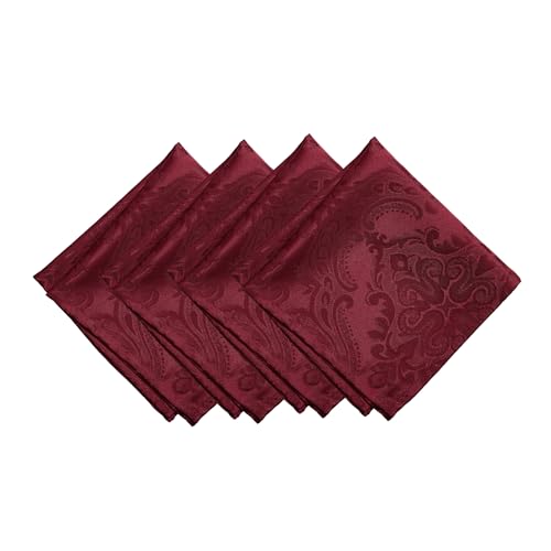 Elrene Caiden Elegance Damast Stoffservietten, 4 Stück, Polyester, Cranberry, 17" x 17" (Set of 4), 4 von Elrene