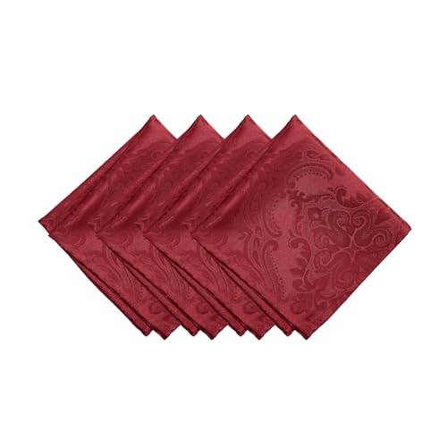 Elrene Caiden Elegance Damast Stoffservietten, 4 Stück, Polyester, rot, 17" x 17, 4 Elrene Caiden Elegance Damast Stoffservietten, 4 Stück, Polyester, rot, 17" x 17, 4 von Elrene