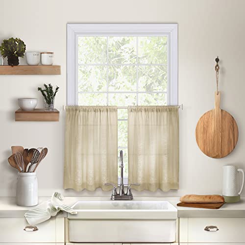 Elrene Fenster-Vorhang 026865775327 - mit Hohlsaum - für Gardinenstangen - Gardine für die Küche, Textil, leinen, 76 x 61 cm (30 x 24 Zoll) von Elrene