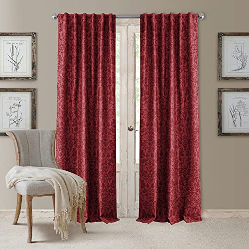 Elrene Home Fashions Antonia Verdunkelungsvorhang/Vorhang mit Schlaufen auf der Rückseite, Textil, rot, 52 in x 108 in (1 Panel) von Elrene