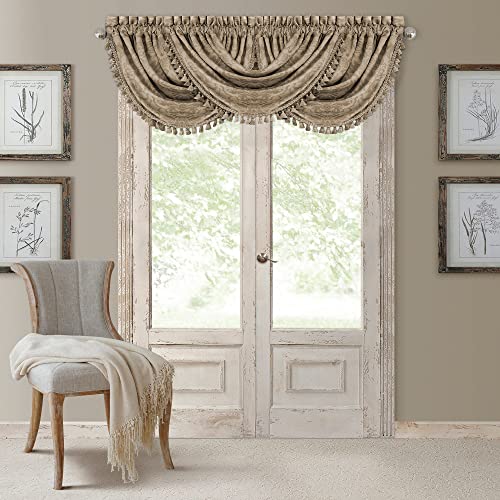 Elrene Antonia Verdunkelungsvorhang/Faltenvolant für Gardinenstangen, Polyester, Taupe, 52 in x 36 in (1 Valance) von Elrene