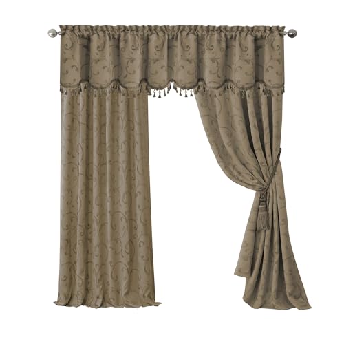 Elrene Home Fashions Mia Jacquard-Fenstervorhang, verdunkelnd, 132,1 x 213,4 cm, Taupe von Elrene