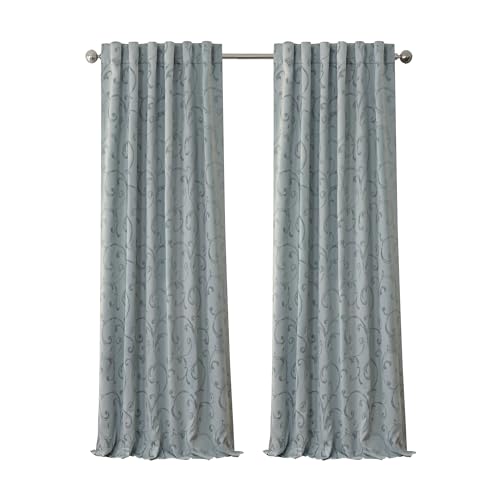 Elrene Home Fashions 26865901467 Verdunkelungsvorhang, energieeffizient, mit Stange, für Fenster, Vorhänge, Jacquardgewebe, 132 x 213 cm, Blau, Stoff, 52 in x 84 in (1 Panel) von Elrene