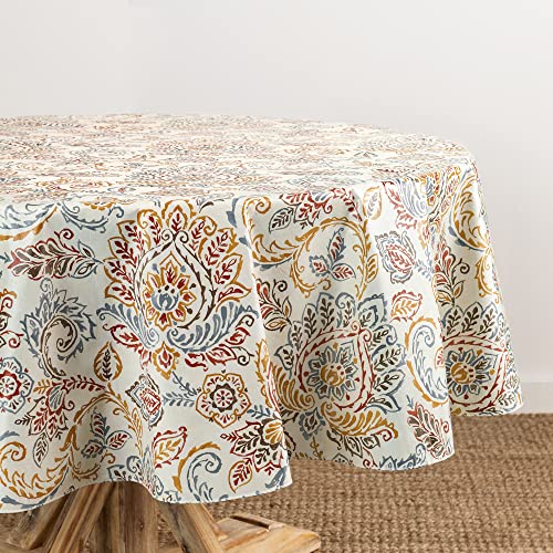 Elrene Home Fashions AVA Vinyl-Tischdecke mit Blumenmuster, Wasser- und schmutzabweisend, für den Innen- und Außenbereich, mit Flanell-Rückseite, 152,4 x 213,4 cm, oval von Elrene