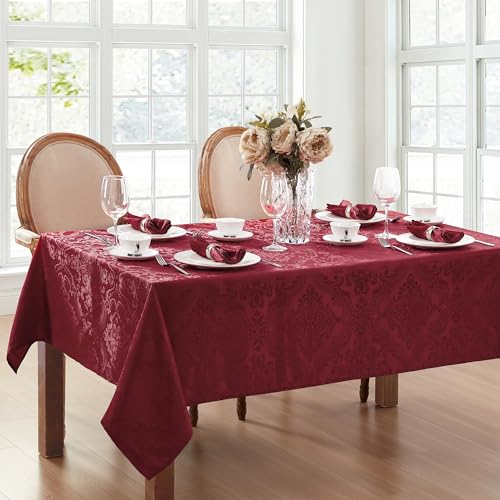 Elrene Home Fashions Caiden Elegance Damast Tischdecke, Polyester, Cranberry, 52" x 52" Square von Elrene