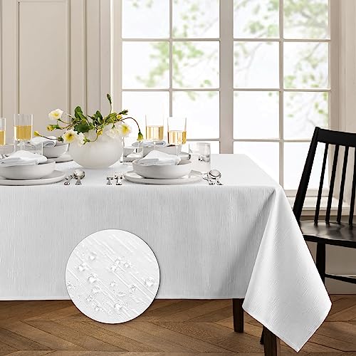 Elrene Home Fashions Continental Tischdecke, Feste Textur, Wasser- und schmutzabweisend, rechteckig, 152,4 x 253,4 cm, Weiß von Elrene