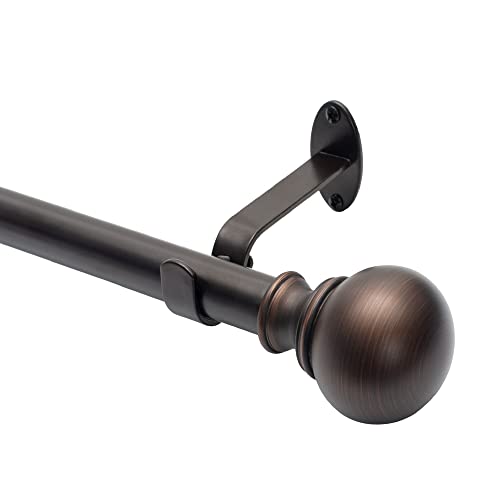 Elrene Home Fashions Cordelia Verstellbare Gardinenstange mit kugelförmigen Endstücken, 2,5 cm Durchmesser, Antik-Bronze, 121,9 cm - 218,4 cm von Elrene