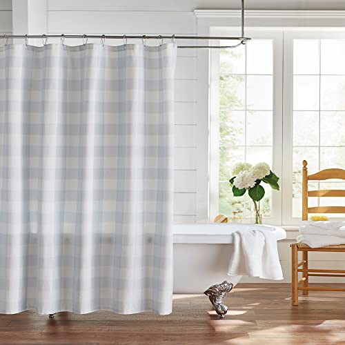 Elrene Home Fashions Farmhouse Living Buffalo Check Shower Curtain, 72" x 72", Blue/White von Elrene